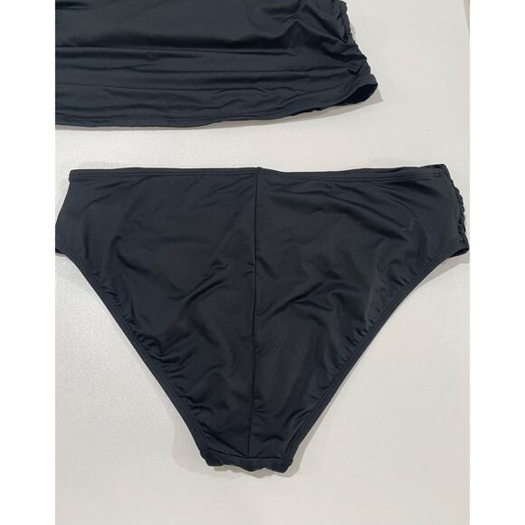 La Blanca Island Goddess One Shoulder Keyhole Tankini Top & Bottom Black SzUS 16 - Picture 7 of 12